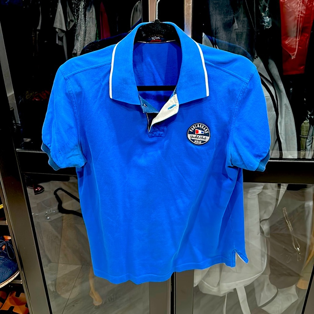 PAUL & SHARK MEN POLO SIZE MEDIUM BLUE COLOR